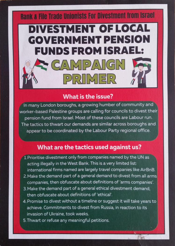 Rank & File Trade Unionists For Divestments From Israel
