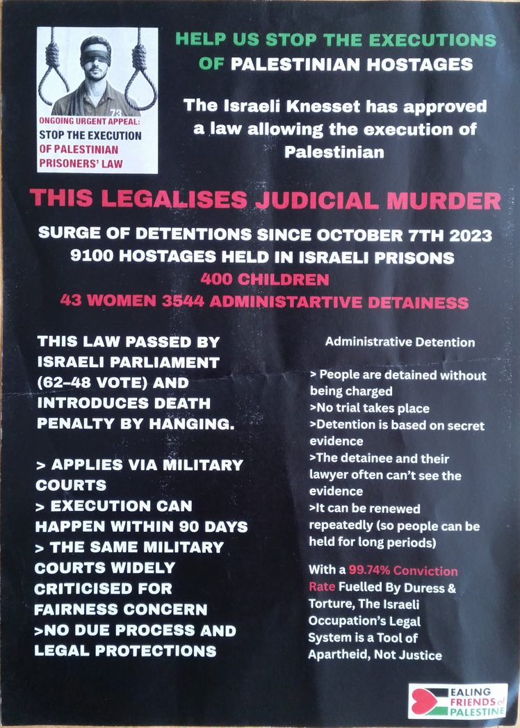Stop The Executions Of Palestinian Hostages